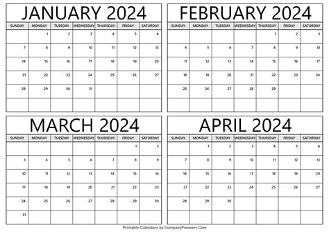 calendar 2024 february to april