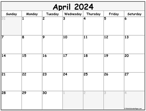 calendar 2024 printable free monthly april