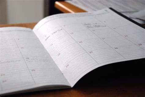 calendar book with notes