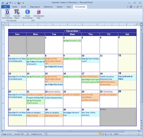 calendar creator software program