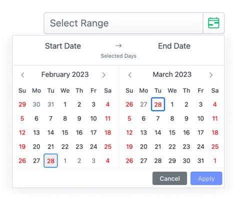 Calendar Date Range Picker React