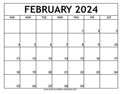 calendar february 2024 calendar printable