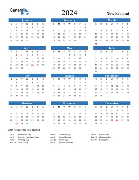 calendar for 2024 nz