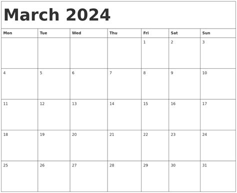 calendar for march 24