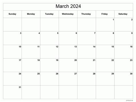 calendar march 2024 calendar printable