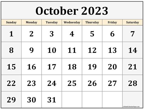 calendar october 2023