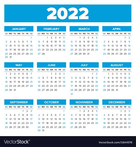 calendar of 2022 year