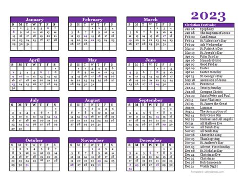 calendar of religious festivals 2023