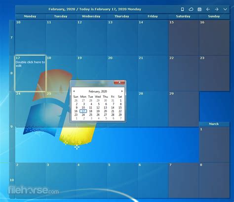 calendar on desktop app