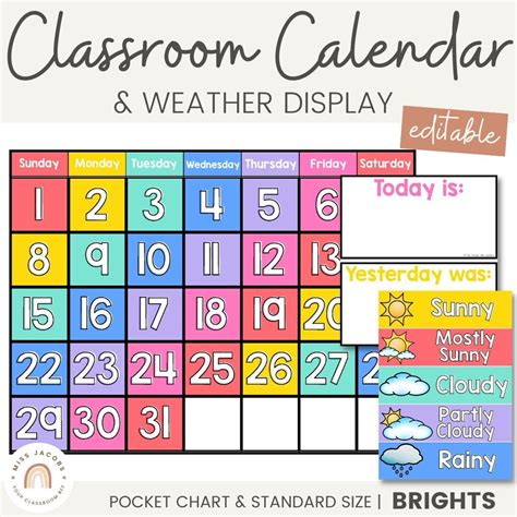 Calendar Pocket Chart Size