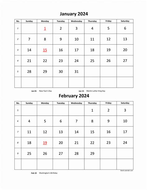 Calendar Sheets Blank