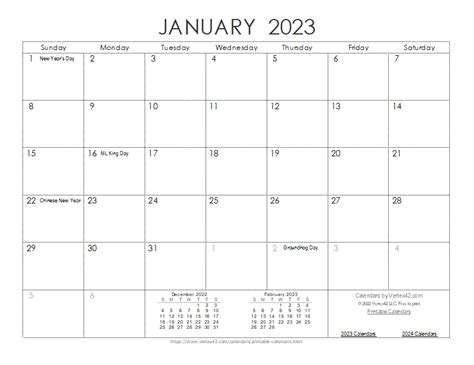 calendar template 2023 printable free