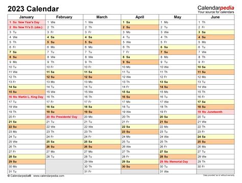 calendar templates printable 2023