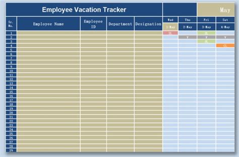 Calendar Vacation Planner Excel