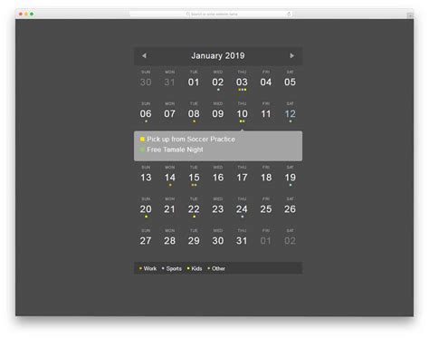 Calendar Widget Html