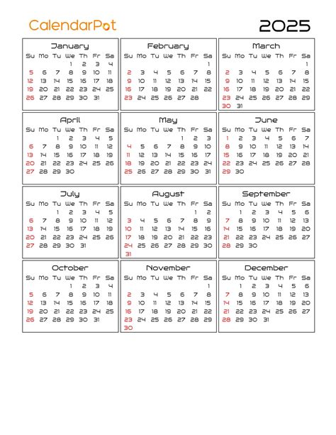 Calendar Year Example