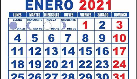 Enero calendario 2021 - Calendarena