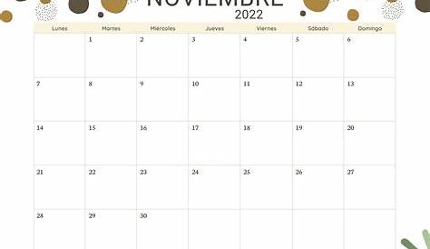 Calendario mensual - noviembre 2022 - megustaenpapel.com
