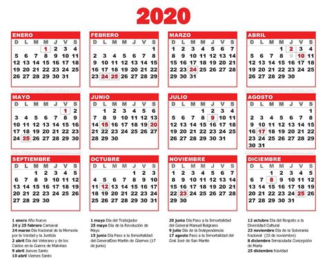 calendario 2020 para imprimir gratis