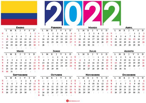 calendario 2022 colombia festivos