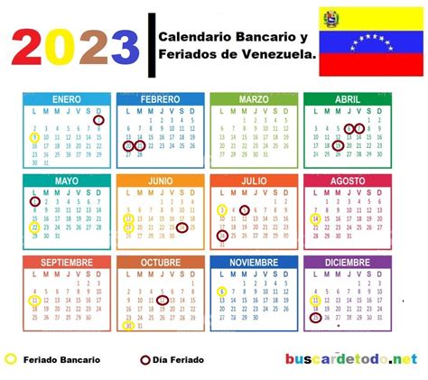 calendario 2023 banco de venezuela