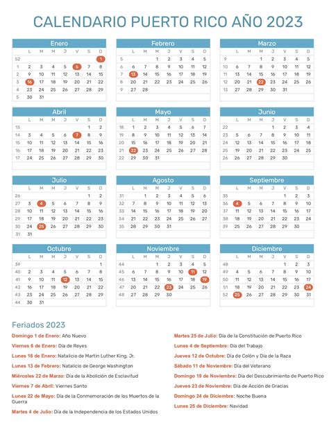 calendario 2023 con feriados pr