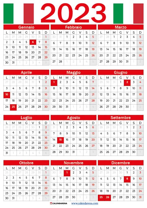 calendario 2023 con giorni