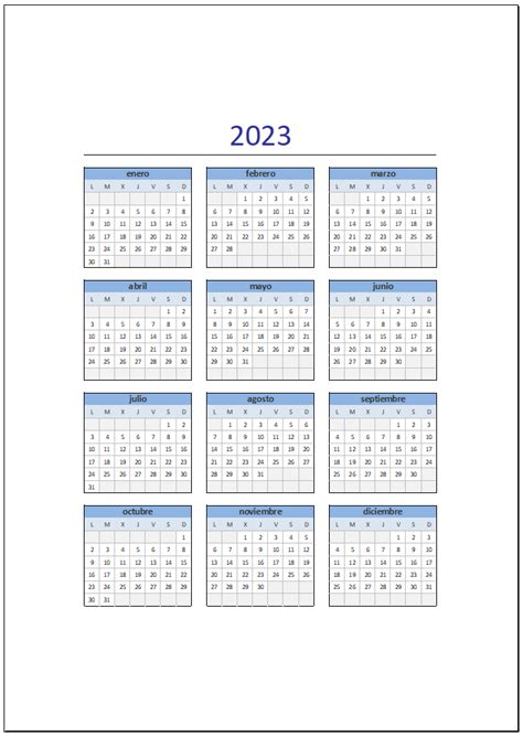 calendario 2023 excel total