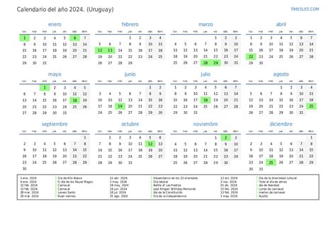 calendario 2024 - uruguay para imprimir