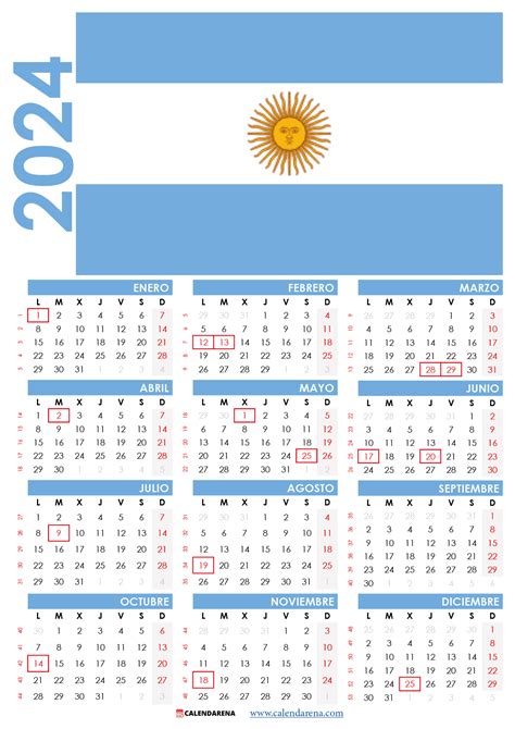 calendario 2024 argentina con feriados png