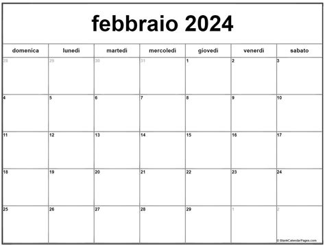 calendario 2024 da stampare febbraio