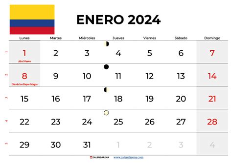 calendario 2024 enero colombia