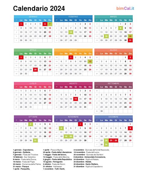 calendario 2024 feste italiane