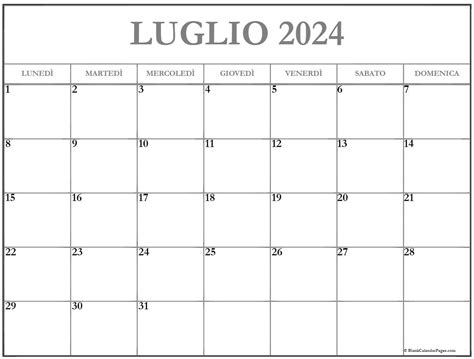 calendario 2024 per mese