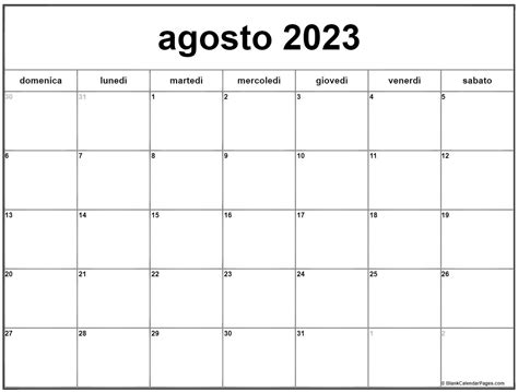 calendario agosto 2023 da stampare
