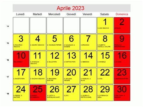 calendario aprile maggio 2023