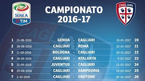 calendario cagliari serie a