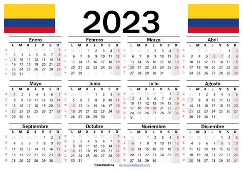 calendario colombia 2023 y 2024