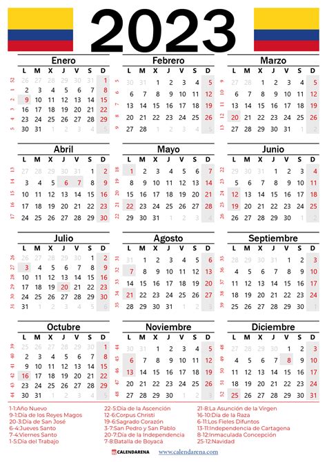 calendario con festivos 2023 barranquilla