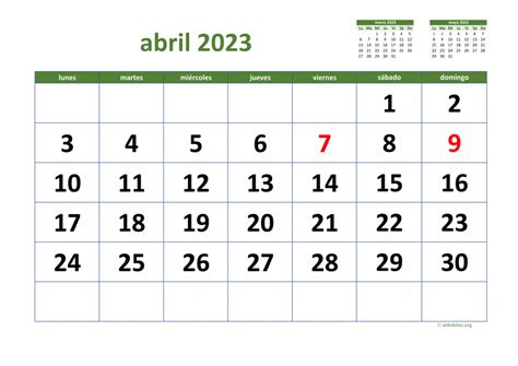 calendario de abril 2023