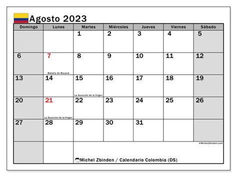 calendario de agosto 2023 colombia