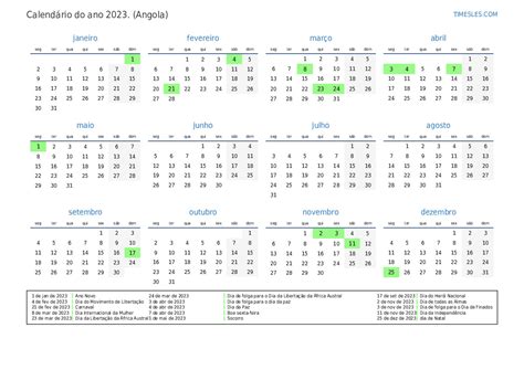 calendario de angola 2023