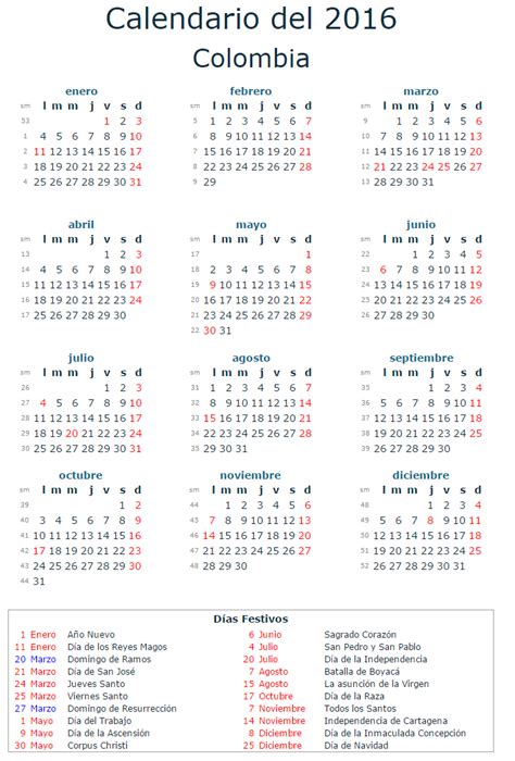 calendario de colombia cuando en el mundo