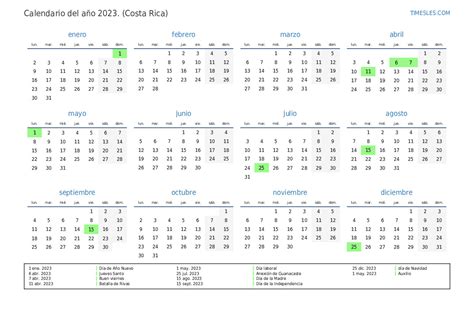 calendario de costa rica 2023