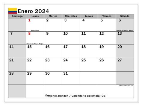 calendario de enero 2024 colombia