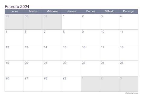 calendario de febrero 2024 pdf