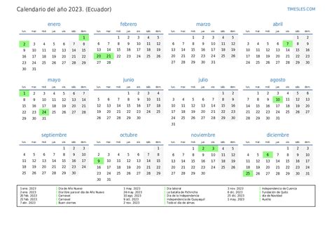 calendario de festividades 2023 ecuador