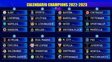 calendario de la champions league 2023