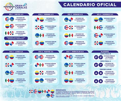 calendario de la serie del caribe 2023