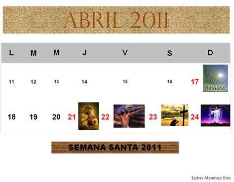 calendario de semana santa 2011